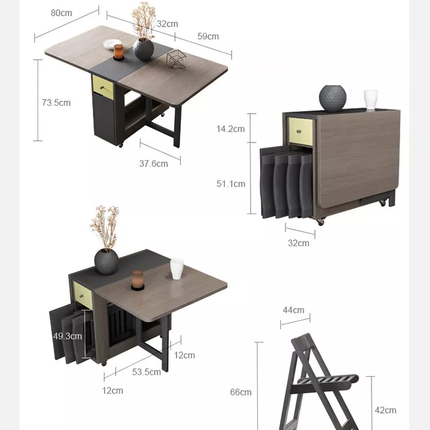 Foldable Elegant Rectangle Dining Table Set