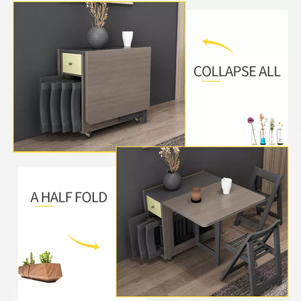 Foldable Elegant Rectangle Dining Table Set