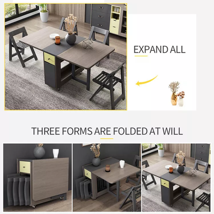 Foldable Elegant Rectangle Dining Table Set