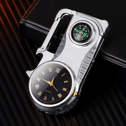 Compass Fire Camping Windproof Lighter Watch