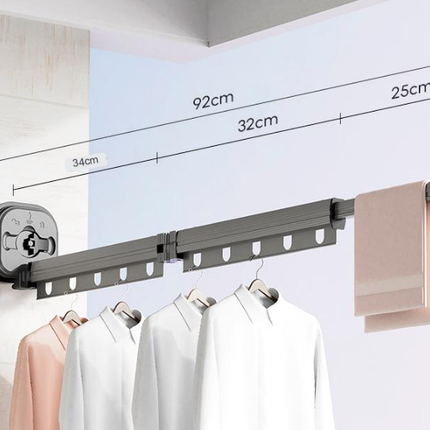 Easy Hang Wall-Mounted No-Punch Retractable Laundry Rack