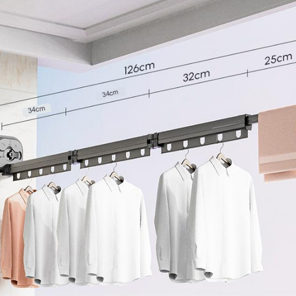 Easy Hang Wall-Mounted No-Punch Retractable Laundry Rack