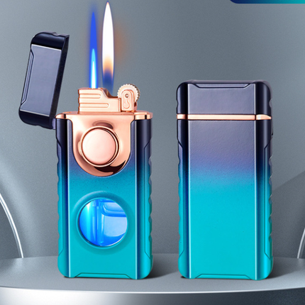 Blue Glow Dual Flame Metal Lighter