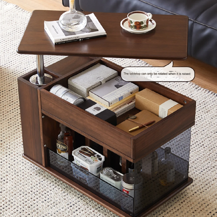 Walnut Wave Elegant Adjustable Rotating Side Table