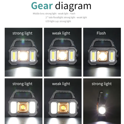Solar Rechargeable Zoomable Camping Flashlight