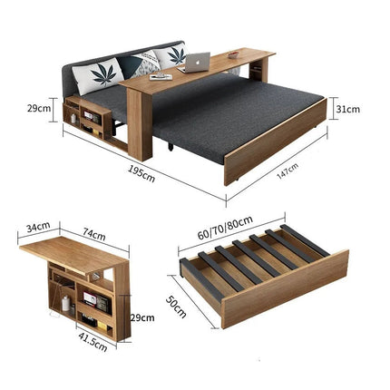 Modern Space Saving Transformable Wooden Foldable Sofa Bed