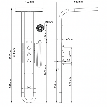 High-flow Thermostatic Digital LED Rainfall Shower Set