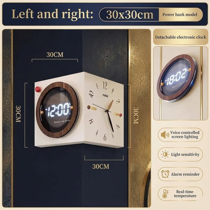 Corner-Split Dual Display Minimal Wall Clock